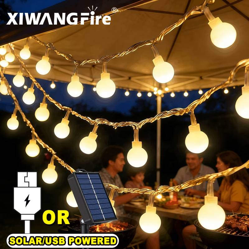 Power Outdoor - أضواء خيطية تعمل بالطاقة الشمسية/USB/البطارية بطول