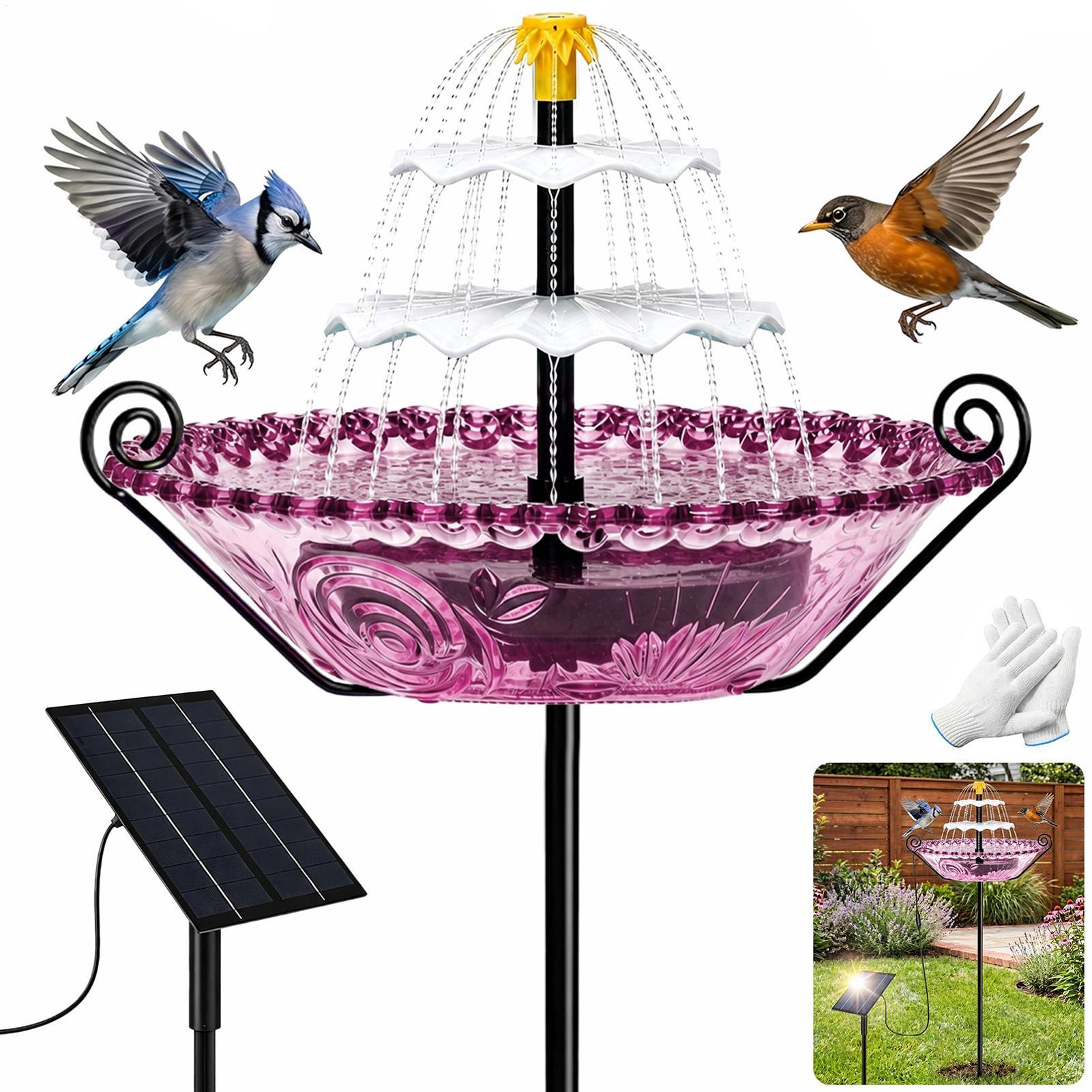 Power Outdoor - حوض استحمام للطيور يعمل بالطاقة الشمسية،