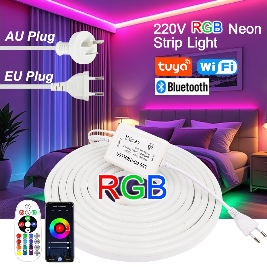 Outdoor Power Outlet Wifi - شريط إضاءة LED نيون RGB بجهد