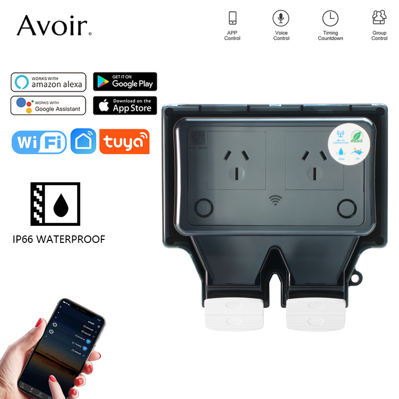 Outdoor Power Outlet Wifi - مقبس كهربائي مقاوم للماء مع مؤقت