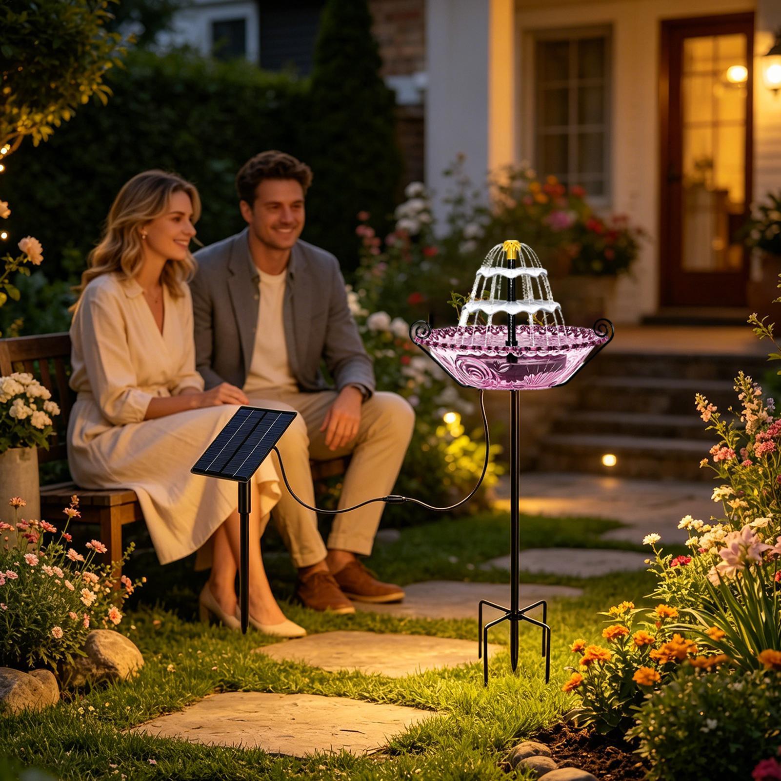 Power Outdoor - حوض استحمام للطيور يعمل بالطاقة الشمسية،