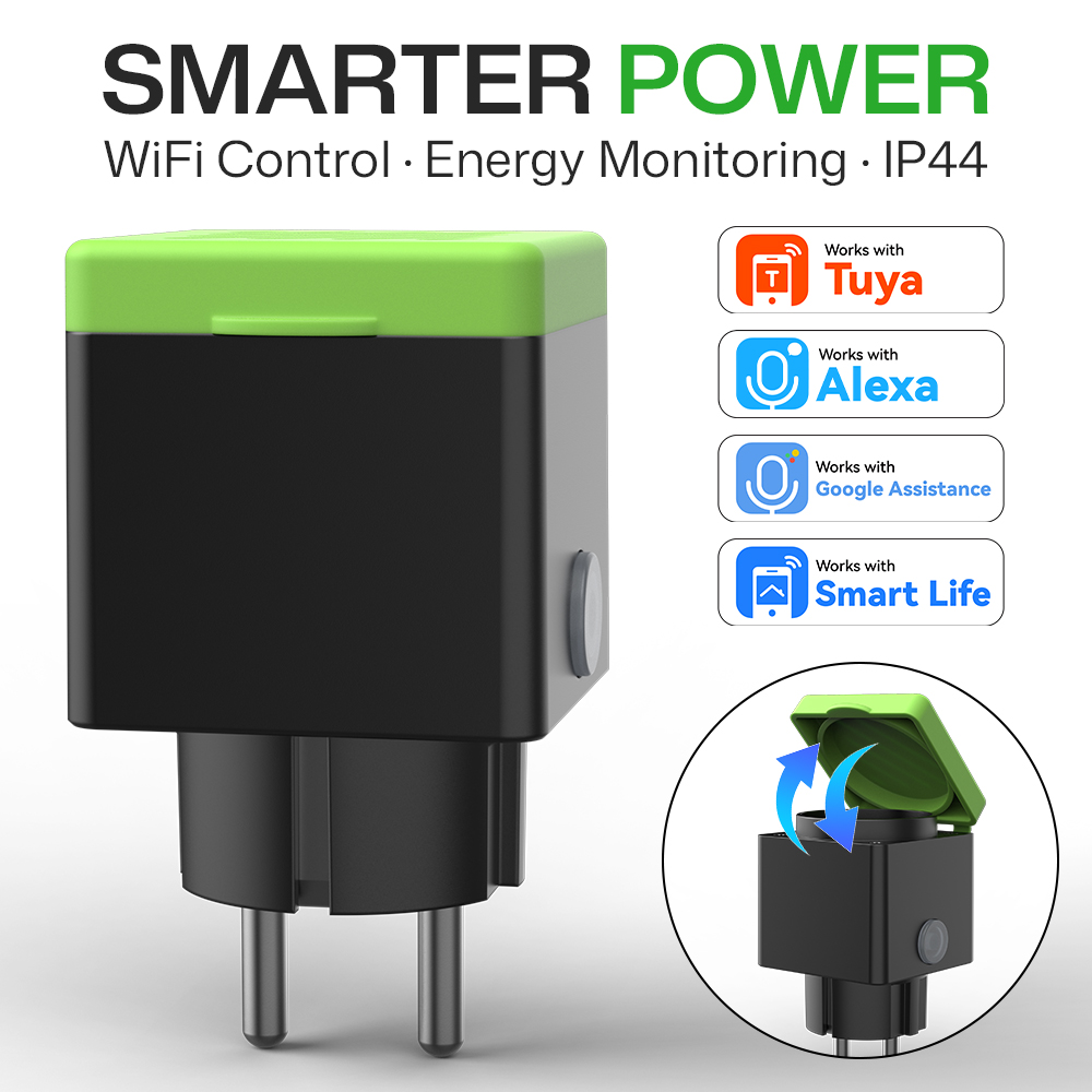 Outdoor Power Outlet Wifi - مقبس ذكي مقاوم للماء مع زر